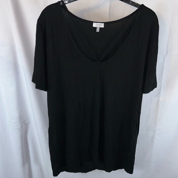 Tobi Shirt Strappy V-Neck Top Short Sleeve Pullover Flowy Oversized Top - Picture 3 of 8
